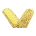 Trapper® Dust Mop 60" FGJ15800 is a looped-end, balanced-blend dust mop for general-purpose dust mopping. Pretreated, preshrunk, and fully launderable for long product life. Slip-on backing for easy setup. All-sewn construction. Recycled content: up to 65% post-industrial cotton and 35% PET plastic.