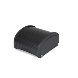 The Executive Locking Hood is made for the High-Capacity Janitorial Cleaning Cart to secure and conceal supplies stored on the top of the cart, while still enabling access to supplies on both sides of the cart.