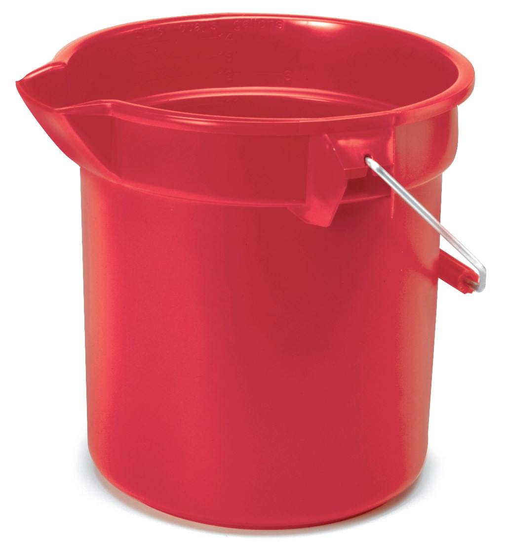 Heavy-duty thick wall construction. BRUTE® Round Buckets have molded-in graduations for accurate measuring.
