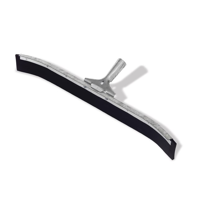 This curved floor squeegee features a dual moss rubber blade that will not leave marks. The blade is dual moss rubber. Ideal for removing liquid spills and heavy dirt in any work environment. The blade fits standard tapered handles. 24" long.