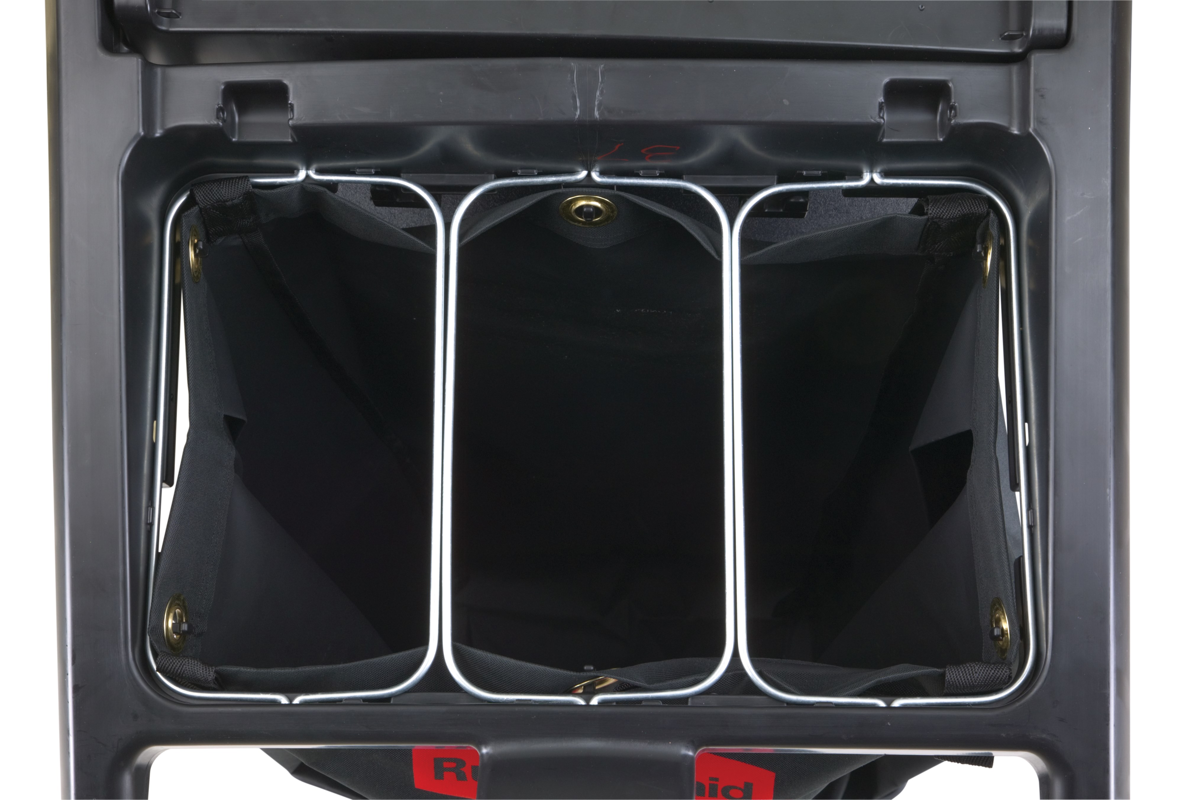 The Executive Triple Wire Bag Divider provides separation of waste, recycling, and dirty cloths/pads.