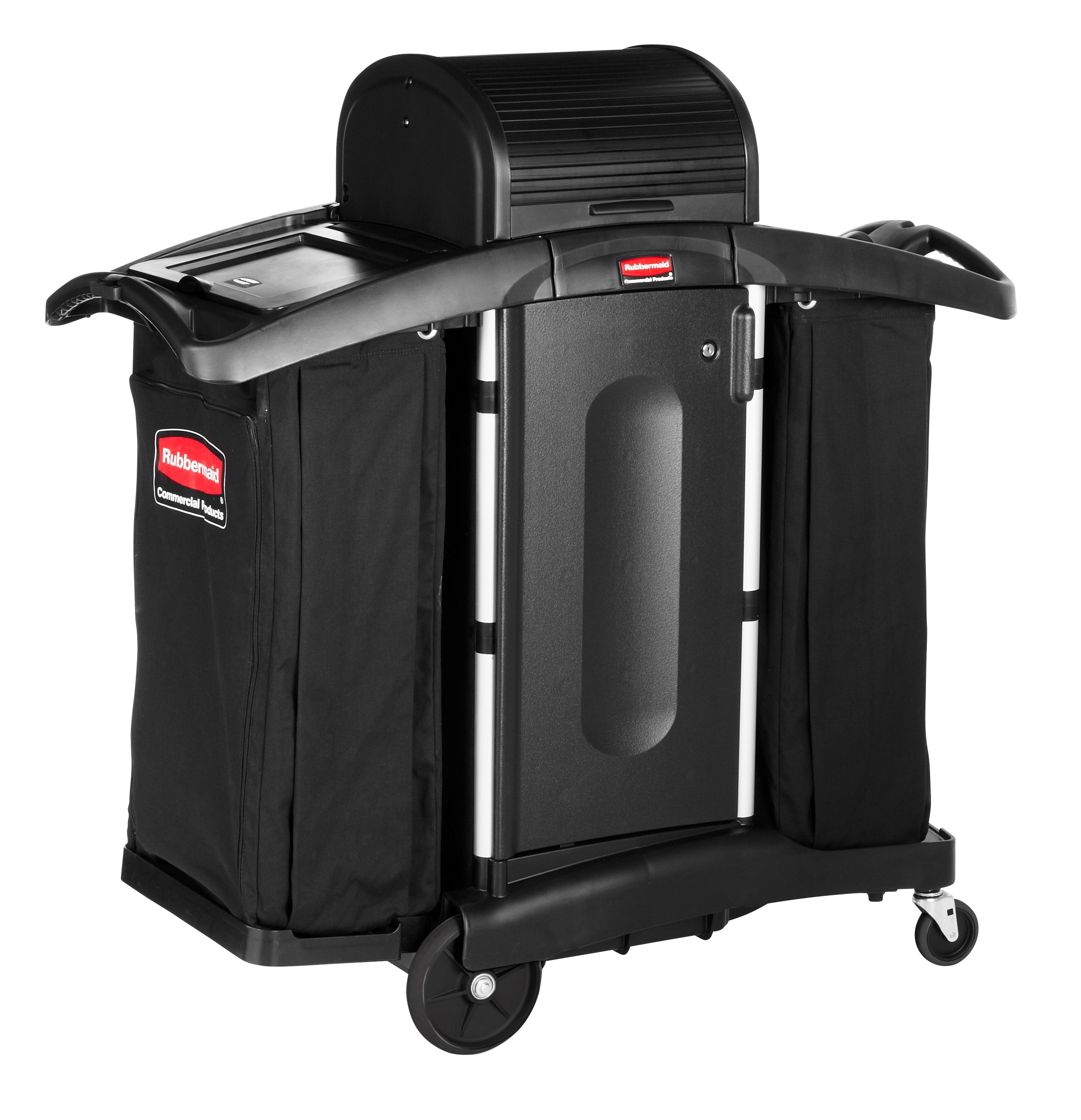 The Executive Compact Housekeeping Cart is a complete system solution for housekeeping. Adjustable storage options easily accommodate specific cleaning supply needs and provide flexibility.