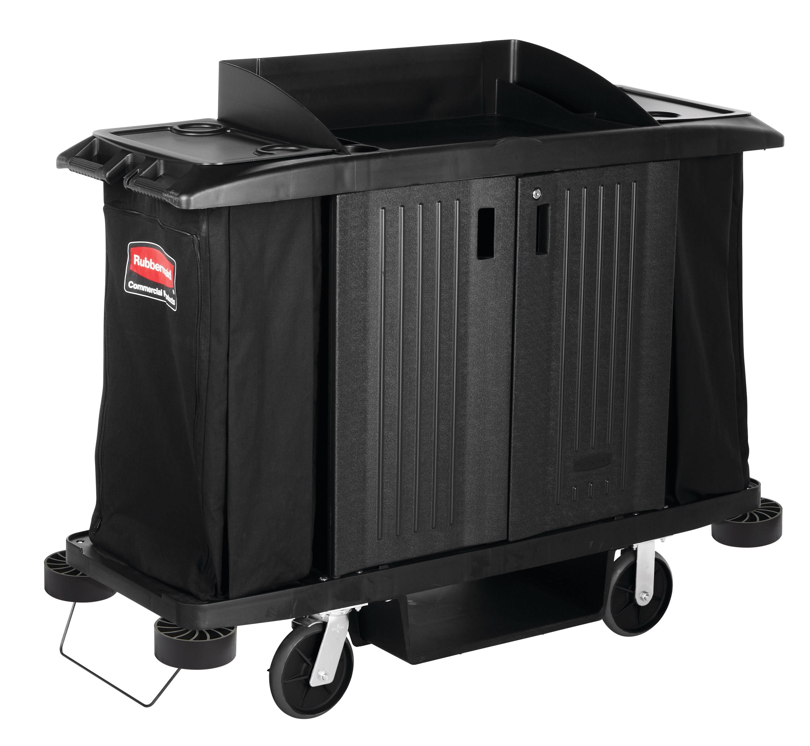 The Executive Full-Size Housekeeping Cart with Doors is a complete system solution for housekeeping with optional double bag collection and adjustable shelves.