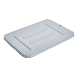 This Rubbermaid Commercial Tote Box Lid is made of durably polyethylene and snaps on tightly.