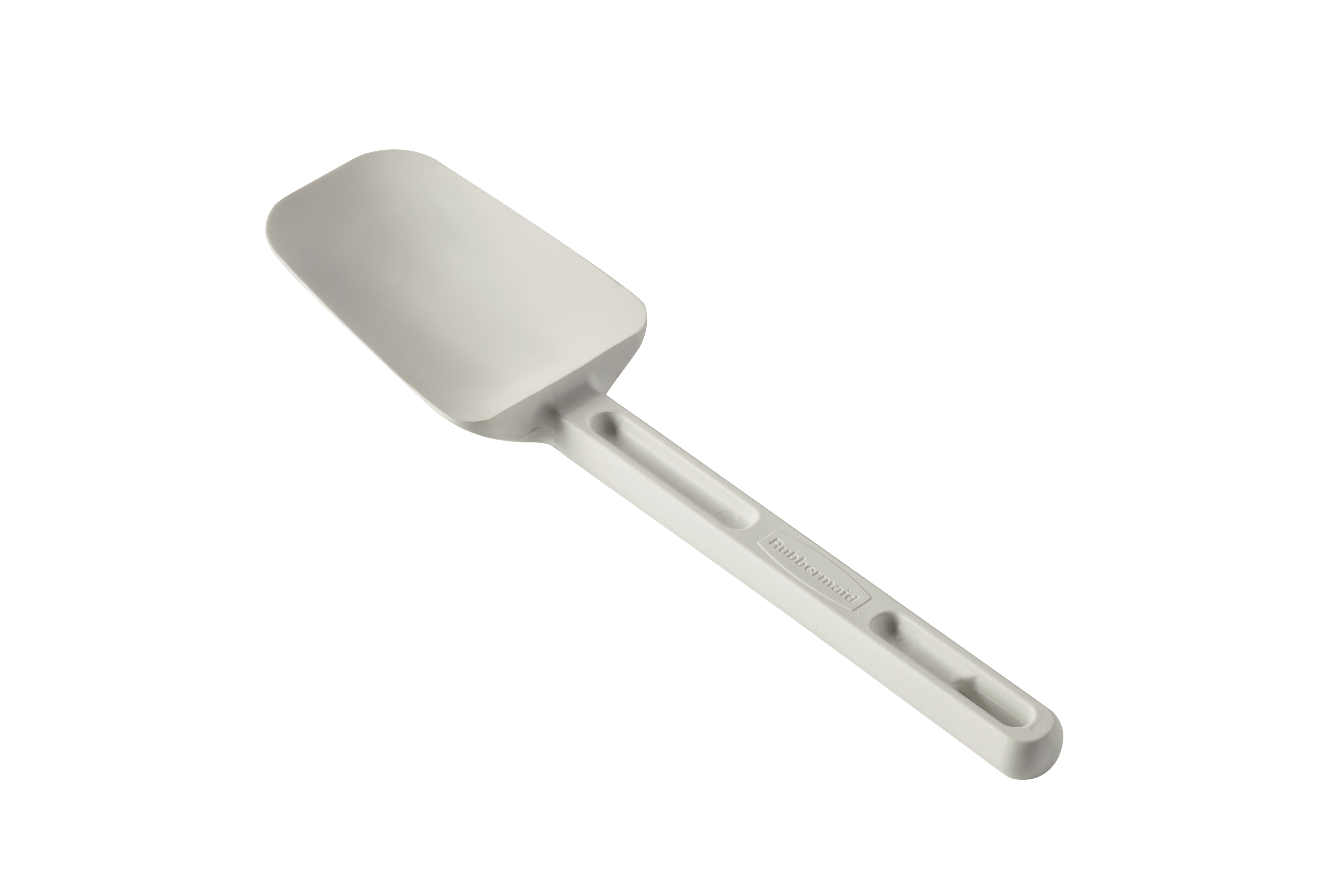 Multi-purpose 9.5" spoon-shaped spatula designed for unheated applications of scraping, scooping, and spreading in food preparation.