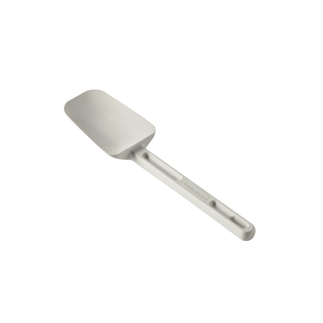 Multi-purpose 9.5" spoon-shaped spatula designed for unheated applications of scraping, scooping, and spreading in food preparation.