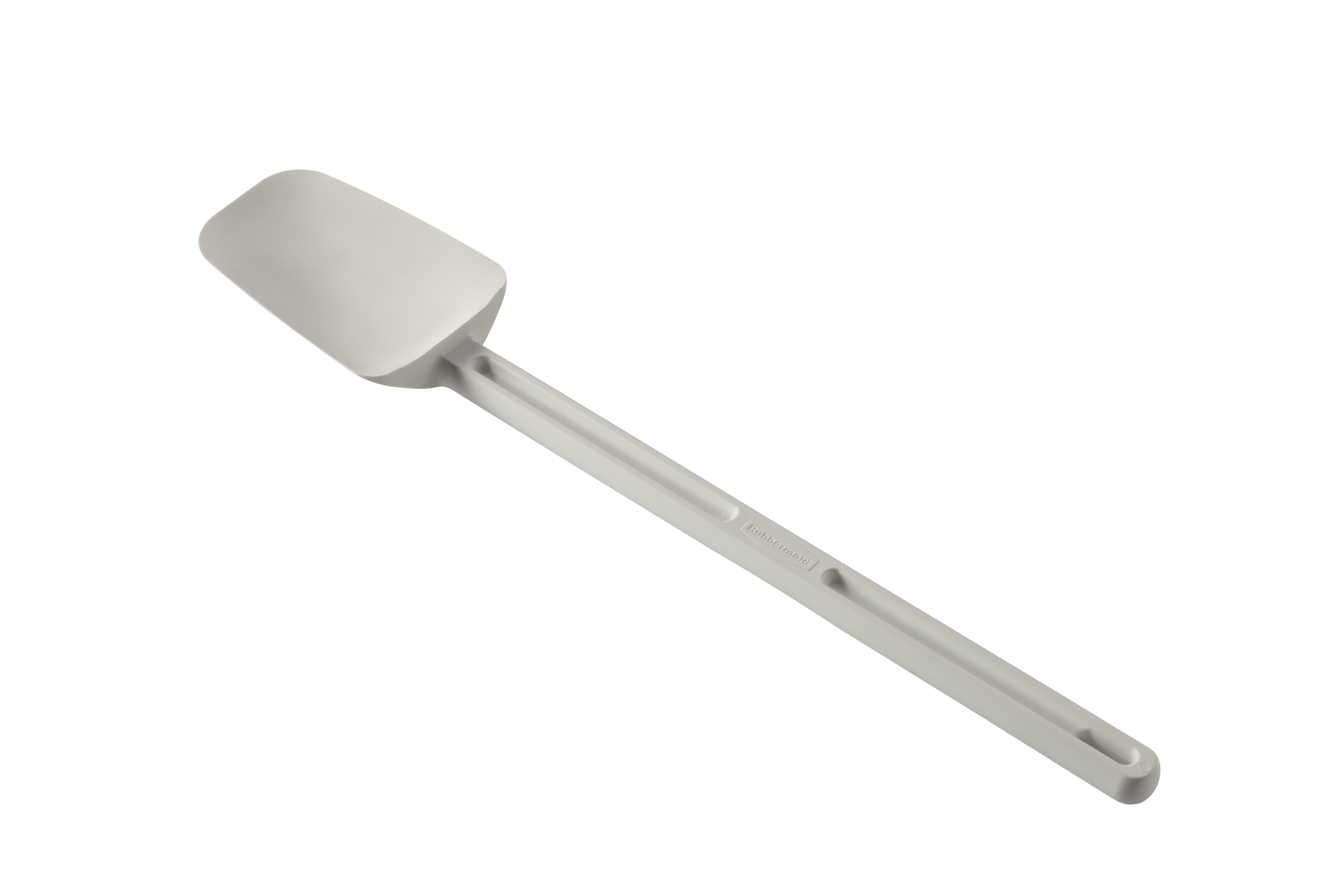 The Rubbermaid Commercial Spatula features traditional flat blades for scraping and spoon-shaped blades for easy spooning, scooping, and spreading.
