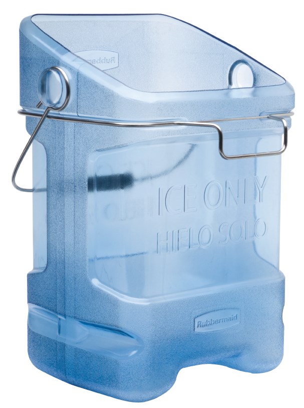 The Rubbermaid Commercial Ice Bucket Tote with Bin Hook Adapter provides sanitary, safe transport for ice.