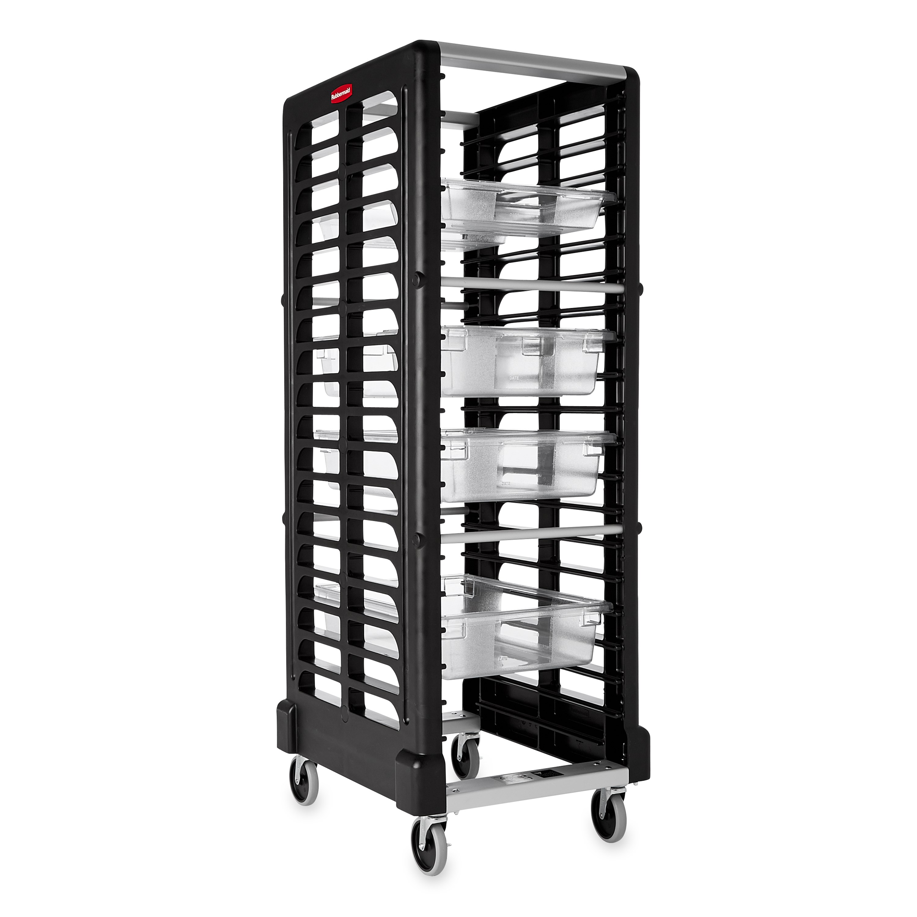 End loader Rack for 18 Food Boxes and Sheet Pans Black