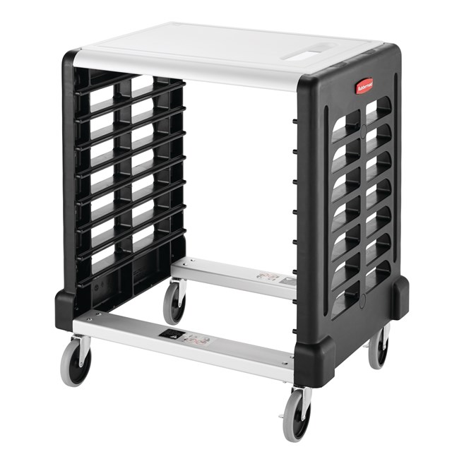 Die Regal- und Transportwagen von Rubbermaid Commercial steigern die Effizienz durch die Optimierung von Raum, Transport und Lagerung