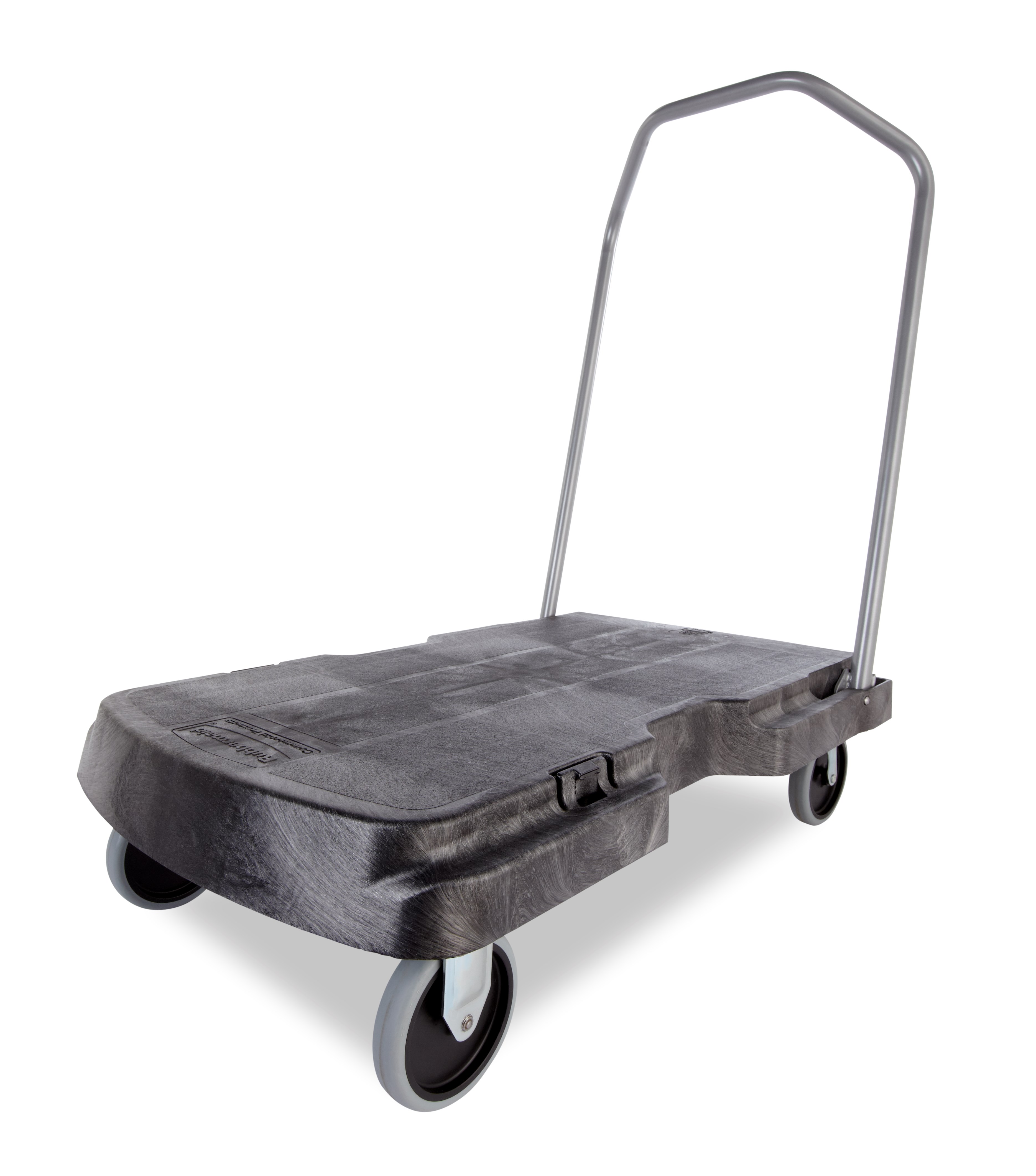 The Rubbermaid Commercial Triple Trolley efficiently transports large bulky loads and then folds flat for easy storage.