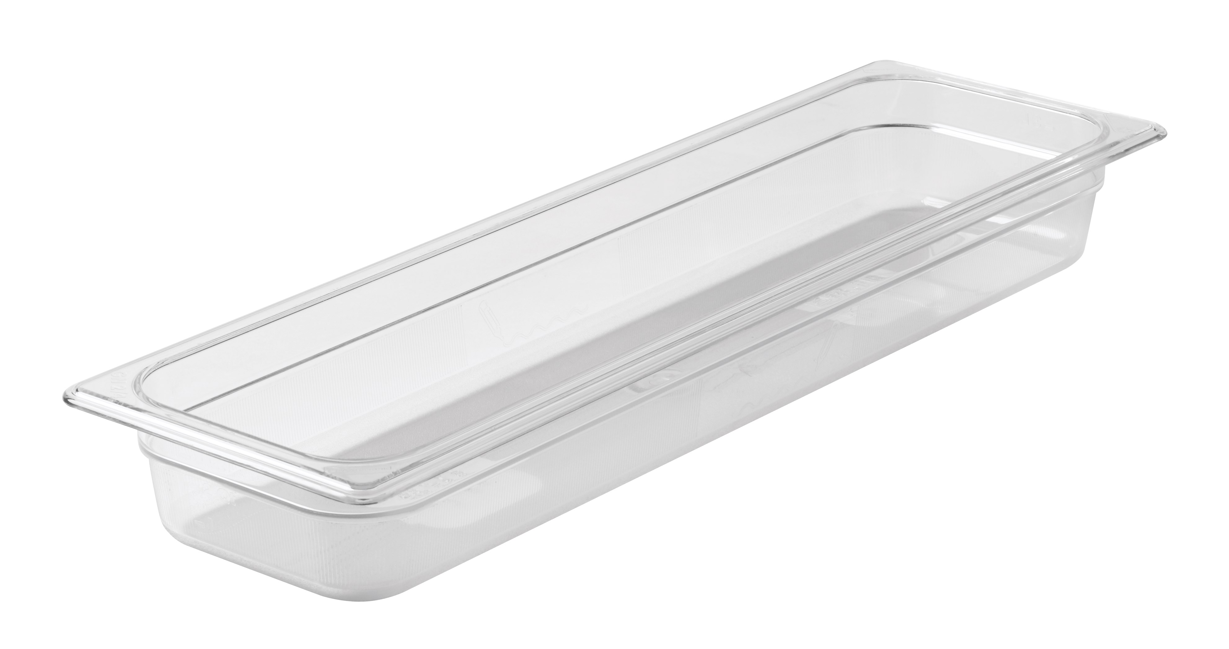 Clear, break resistant insert pans in industry standard, gastronorm sizes