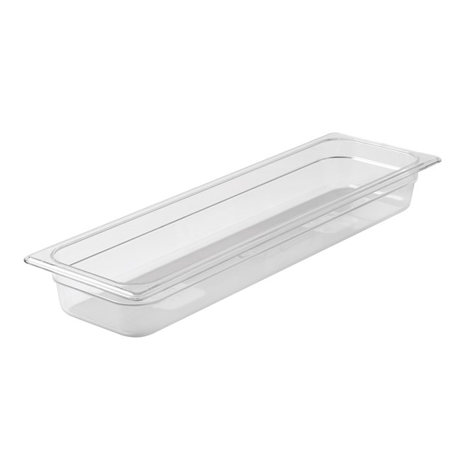 Clear, break resistant insert pans in industry standard, gastronorm sizes