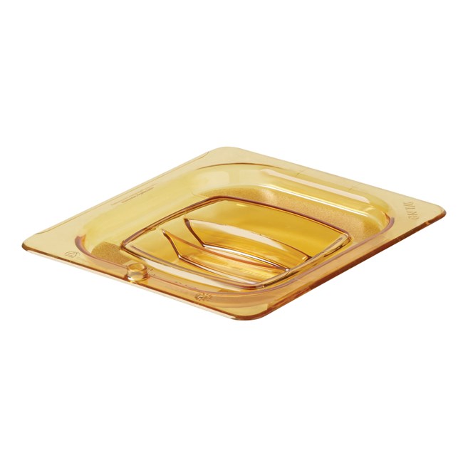 La tapa para cubetas de alimentos calientes con agarre es resistente a las roturas, al oxido, a las abolladuras y a las mellas. Para tapar las cubetas de alimentos calientes de tamaño 1/6. Tiene un agarre que permite almacenarla o secarla colgada y es más silenciosa que las de metal.