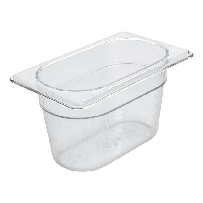 Clear, break resistant insert pans in industry standard, gastronorm sizes