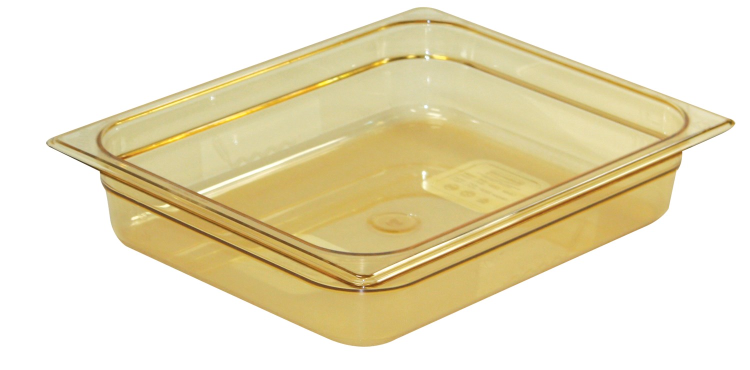 Les bacs ultrarésistants pour aliments chauds sont disponibles dans les tailles Gastronorm standard.  Ils sont adaptés aux tables à vapeur et aux fours à micro-ondes.