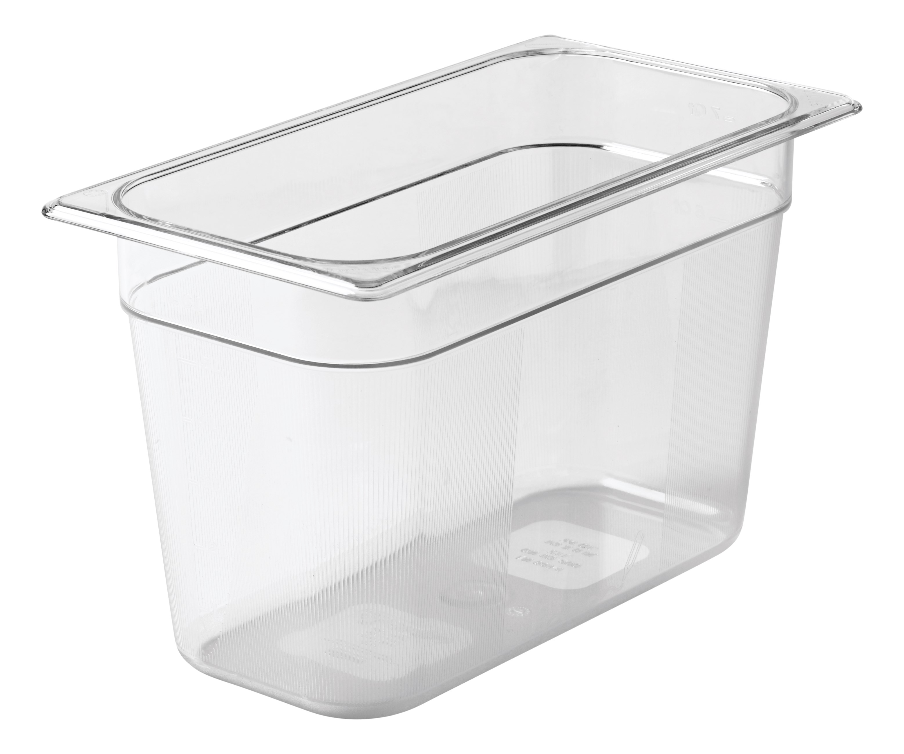 Clear, break resistant insert pans in industry standard, gastronorm sizes