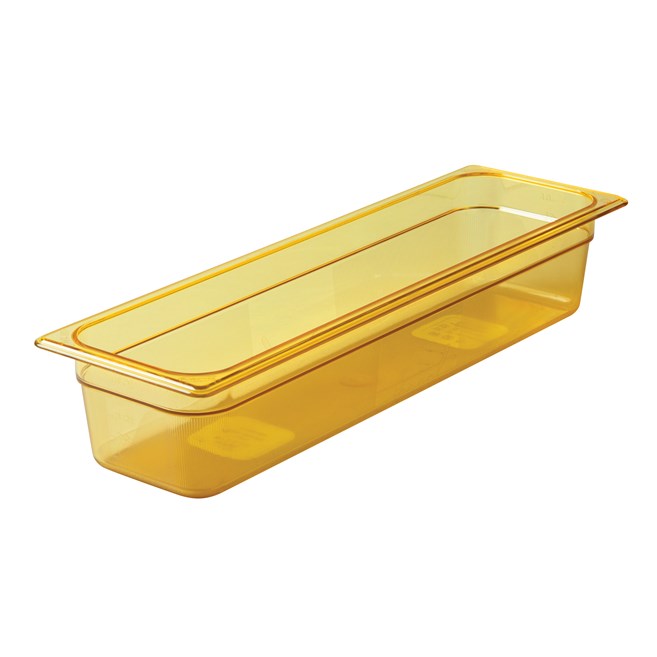 Heavy Duty Hot food pans in industry standard, gastronorm sizes.  Steam table and microwave safe