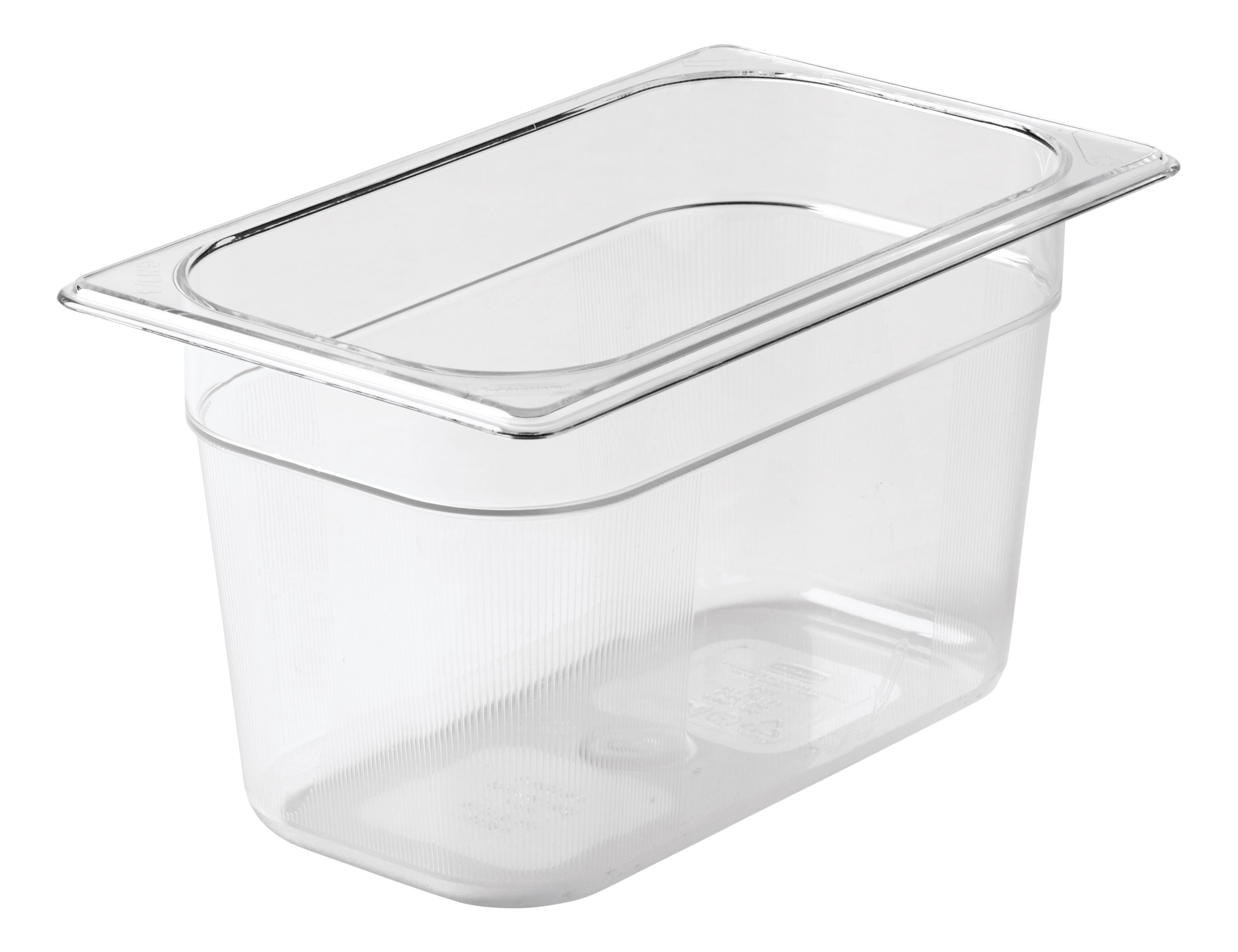 Clear, break resistant insert pans in industry standard, gastronorm sizes.