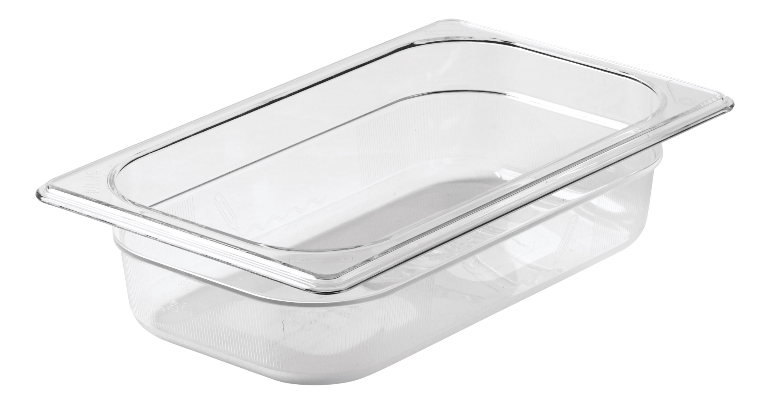 Clear, break resistant insert pans in industry standard, gastronorm sizes.