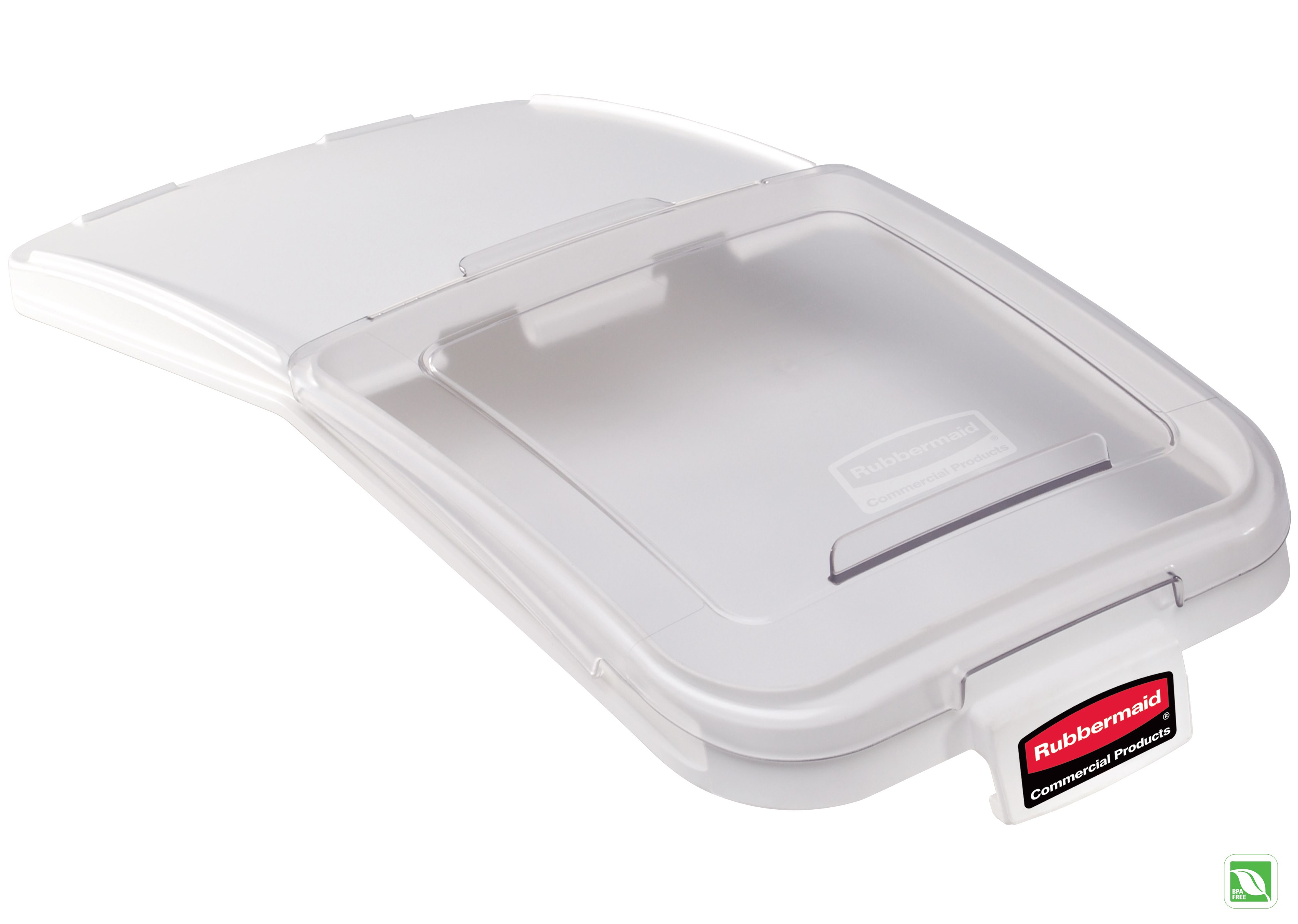 Lid for mobile ingredient bin with patent-pending one handed access and integrated measuring tool