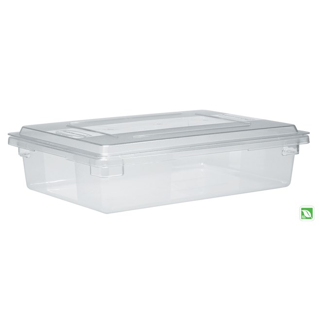 La tapa para la caja de almacenamiento de alimentos Rubbermaid Commercial reduce los costes de deterioro de los alimentos.