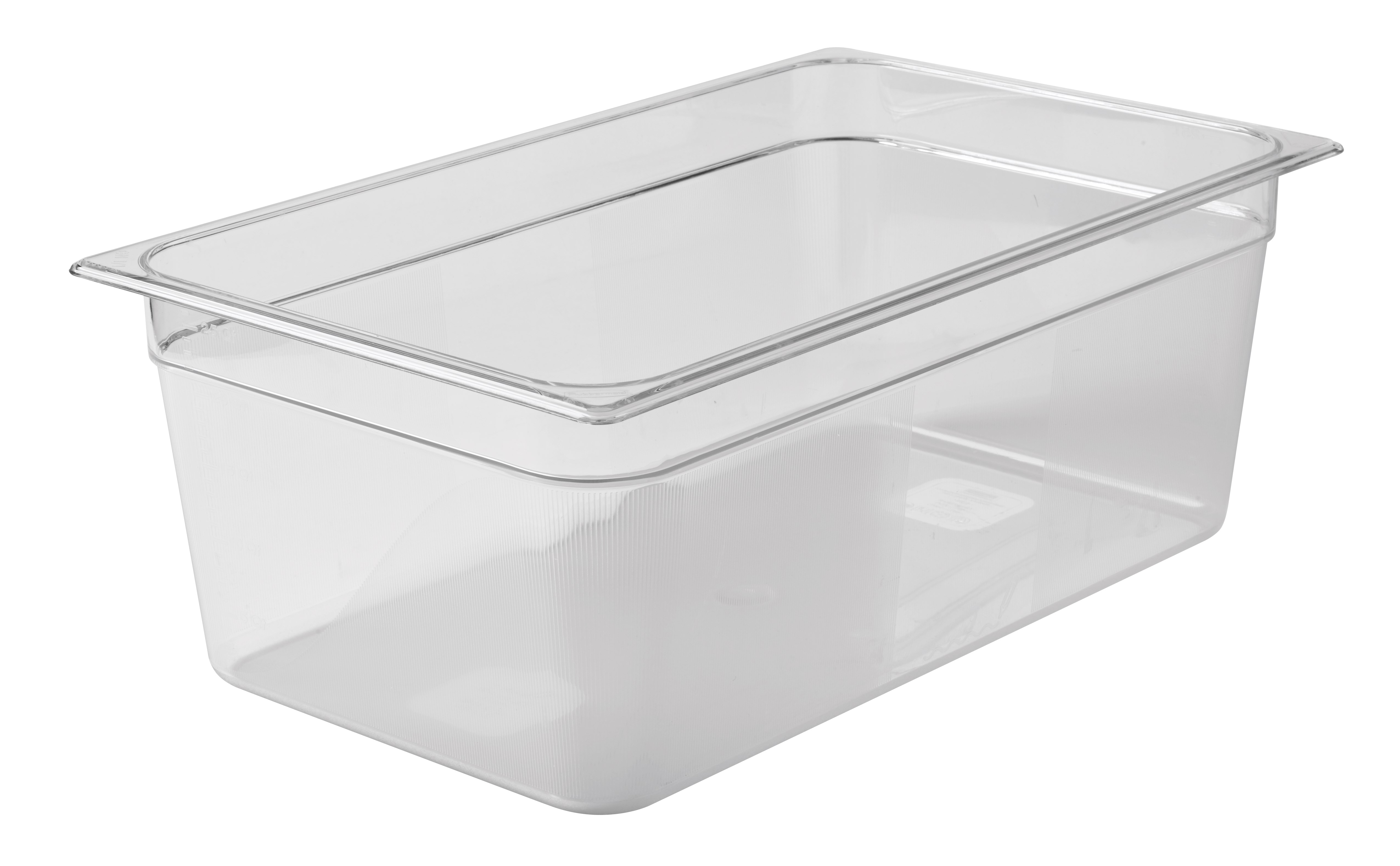 Clear, break resistant insert pans in industry standard, gastronorm sizes