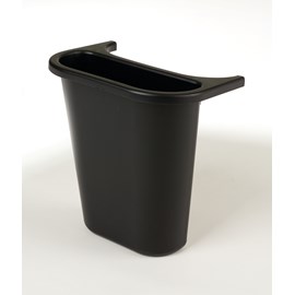The Side Bin Attachment is constructed of polyethylene to be lightweight and durable. It attaches onto medium wastebaskets to create a deskside recycling solution.