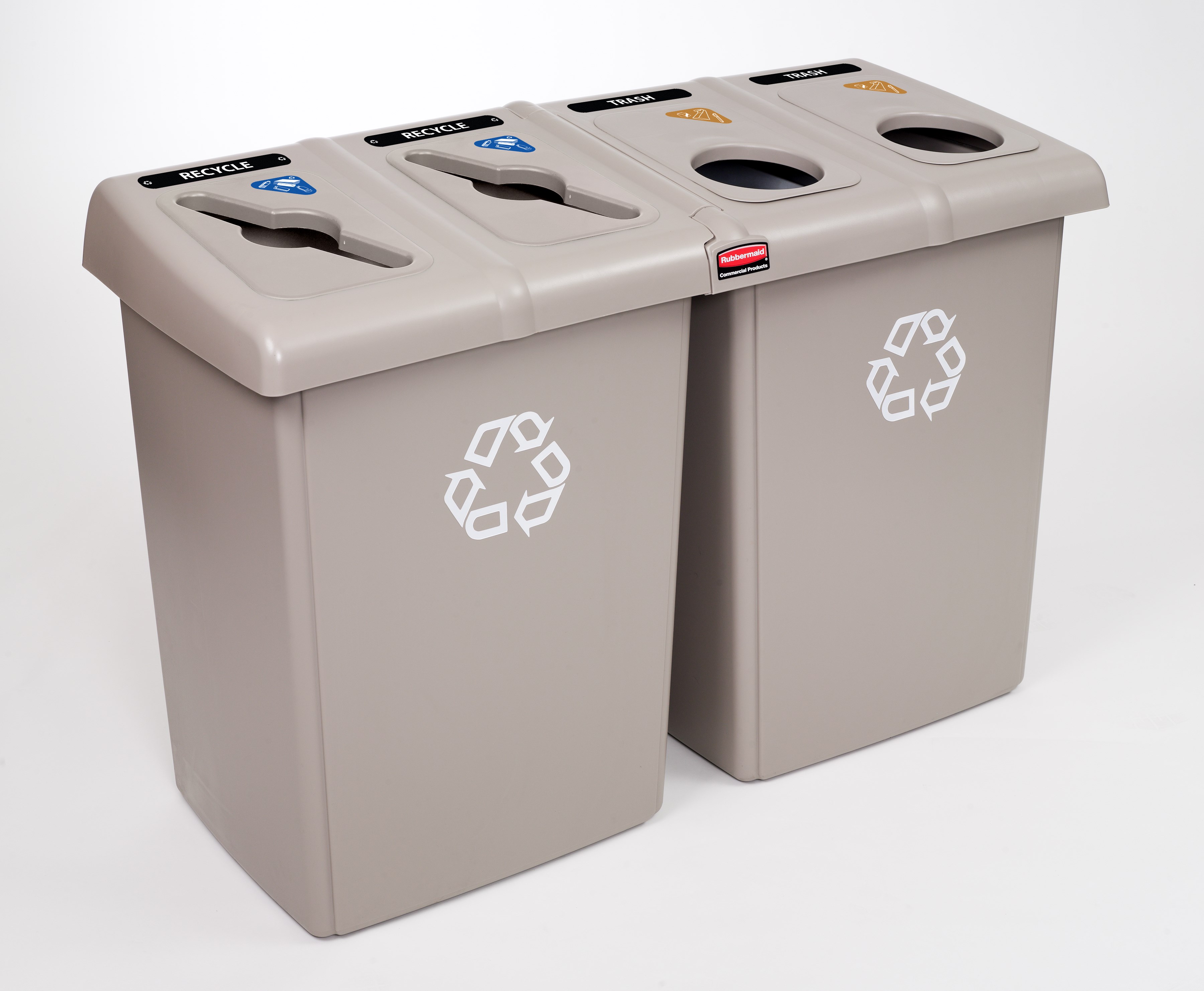 The Four-Stream Glutton® Recycling Station is a high-capacity, all-in-one centralized solution for efficient waste separation.