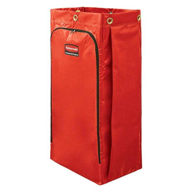 The Vinyl Bag for Janitorial Cleaning Carts is a high-capacity waste collection bag that can hold up to 34 gallons of soiled linens or waste  – 20% more than traditional cart bags.