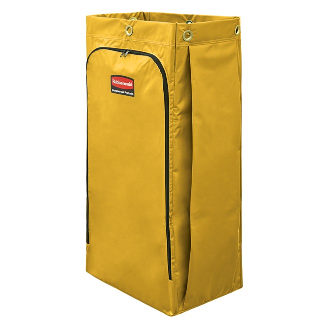 The Vinyl Bag for Janitorial Cleaning Carts is a high-capacity waste collection bag that can hold up to 34 gallons of soiled linens or waste  – 20% more than traditional cart bags.