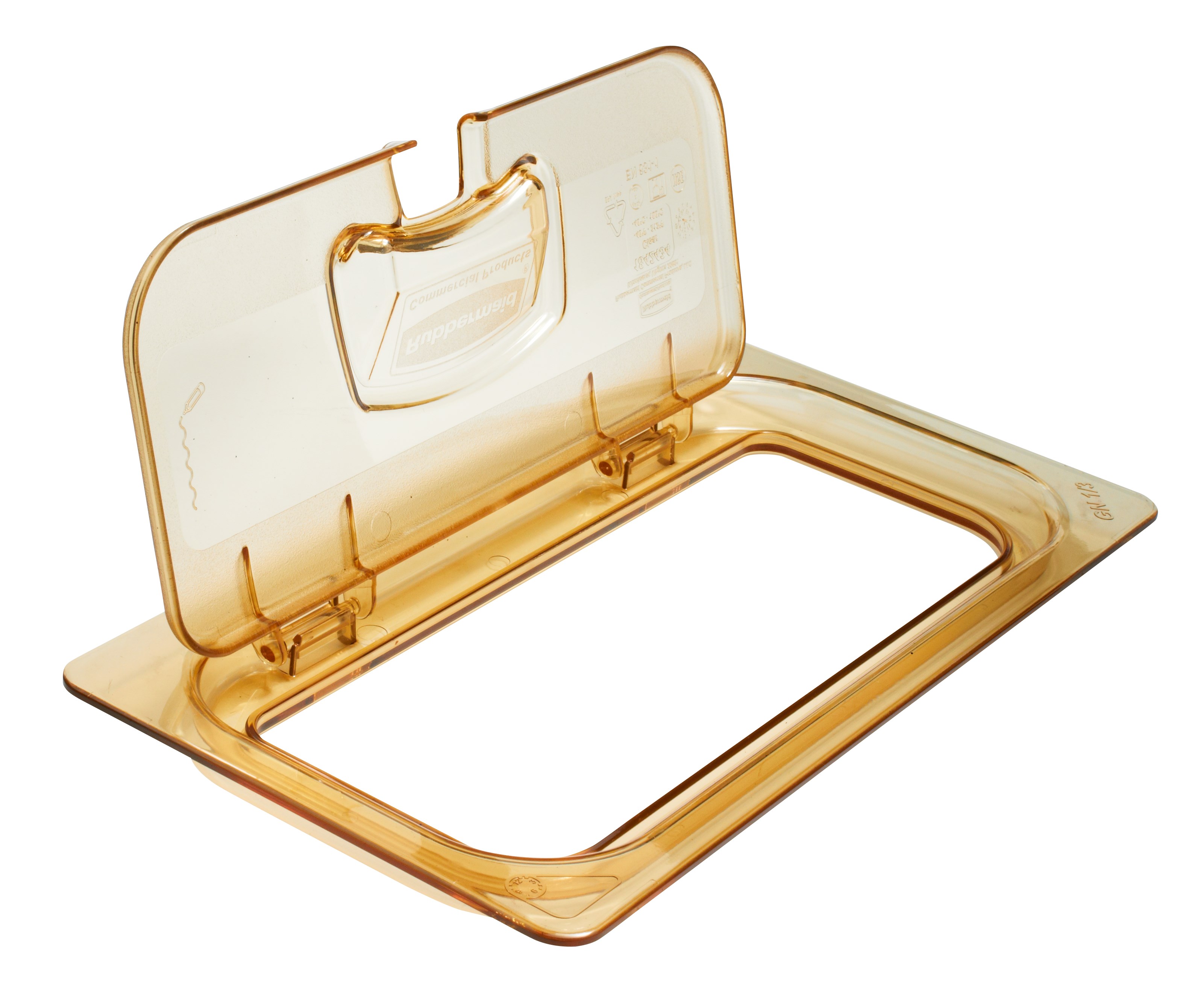 Flip lids allow of easy access to pan contents without having to remove the entire lid.  Available in both notched and solid versions.