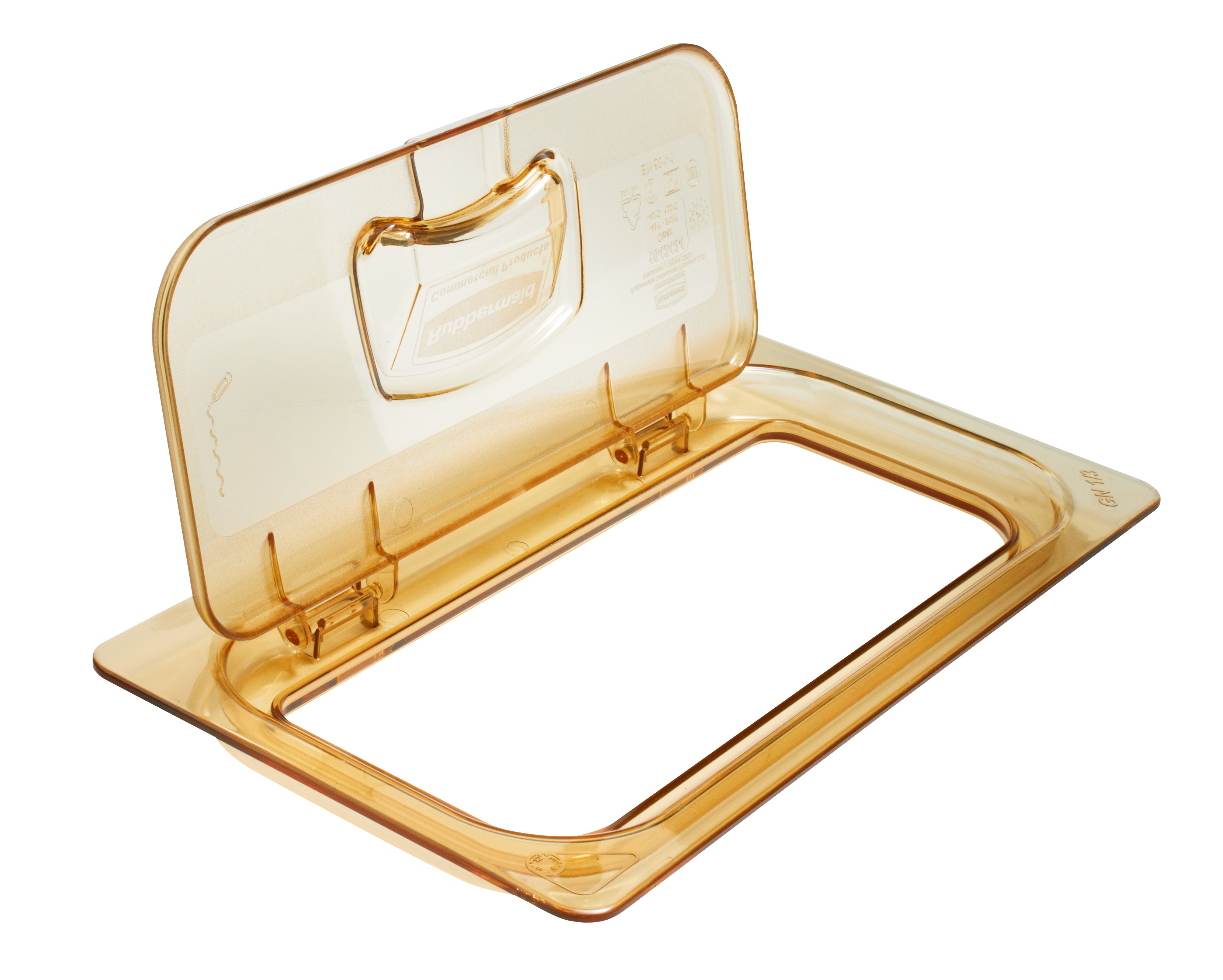 Flip lids allow of easy access to pan contents without having to remove the entire lid.  Available in both notched and solid versions.