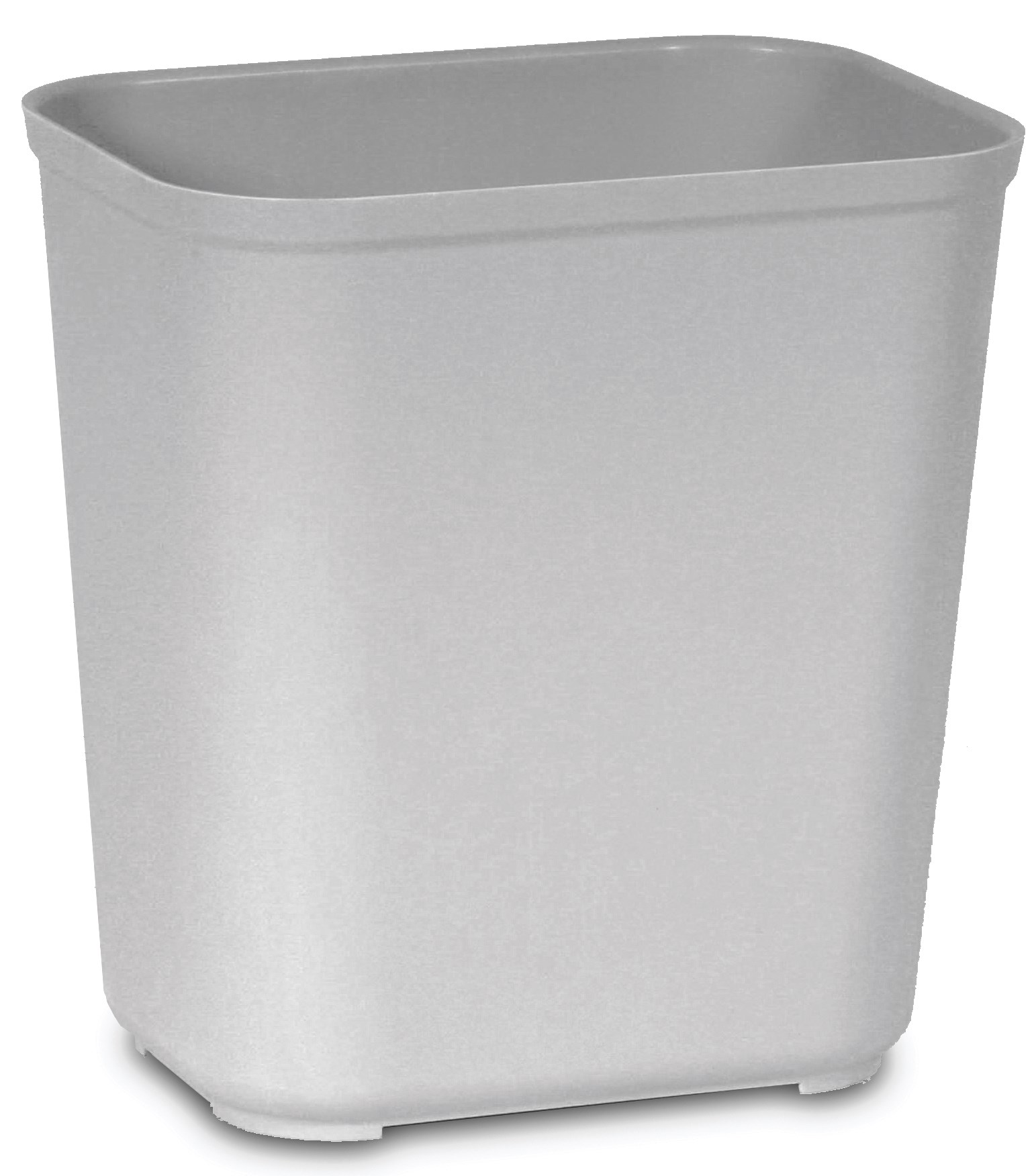 The Rubbermaid Commercial Fire-Resistant Wastebasket features a contemporary shape with a UL rating.