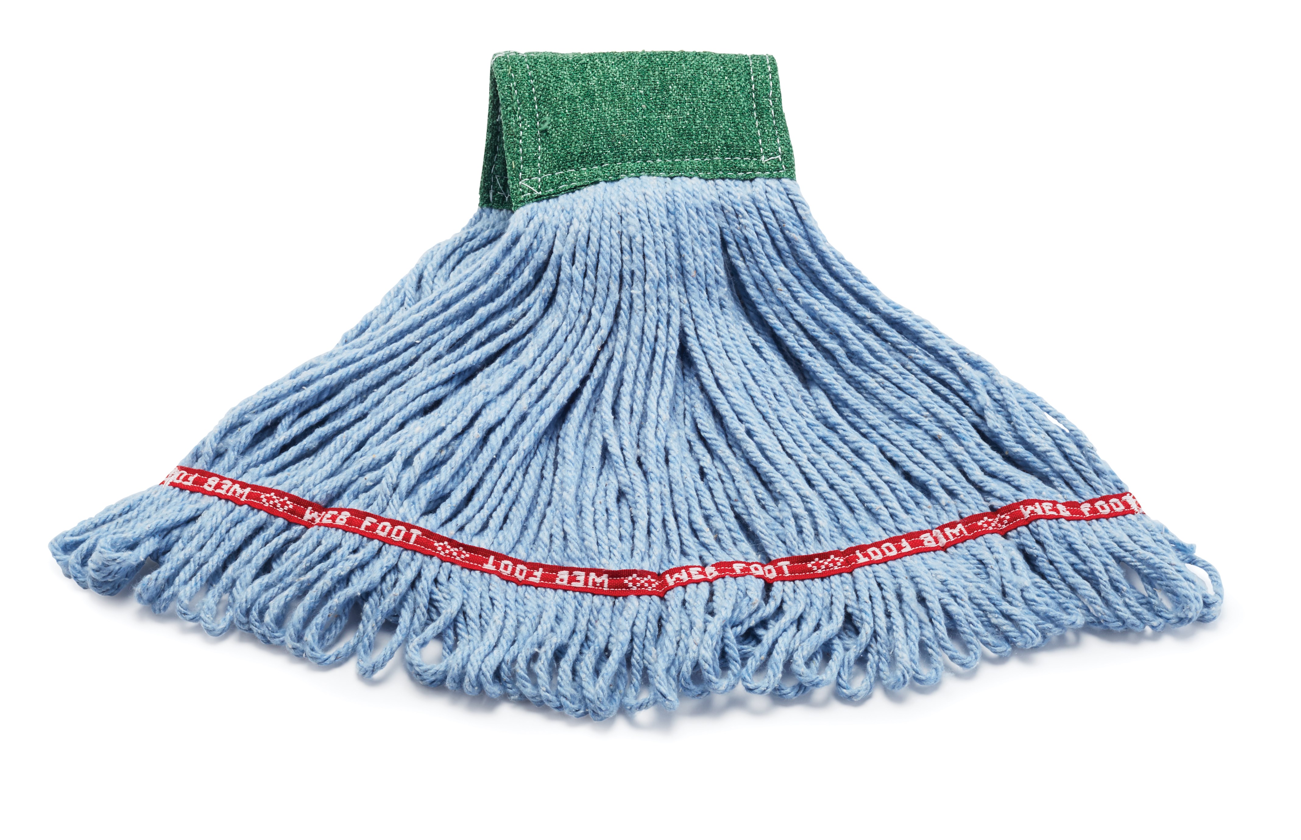 The Rubbermaid Commercial Scrubbing Wet Mop features an integrated scrubbing headband that removes stuck-on messes faster without interrupting the mopping process.