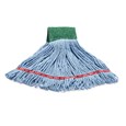 The Rubbermaid Commercial Scrubbing Wet Mop features an integrated scrubbing headband that removes stuck-on messes faster without interrupting the mopping process.
