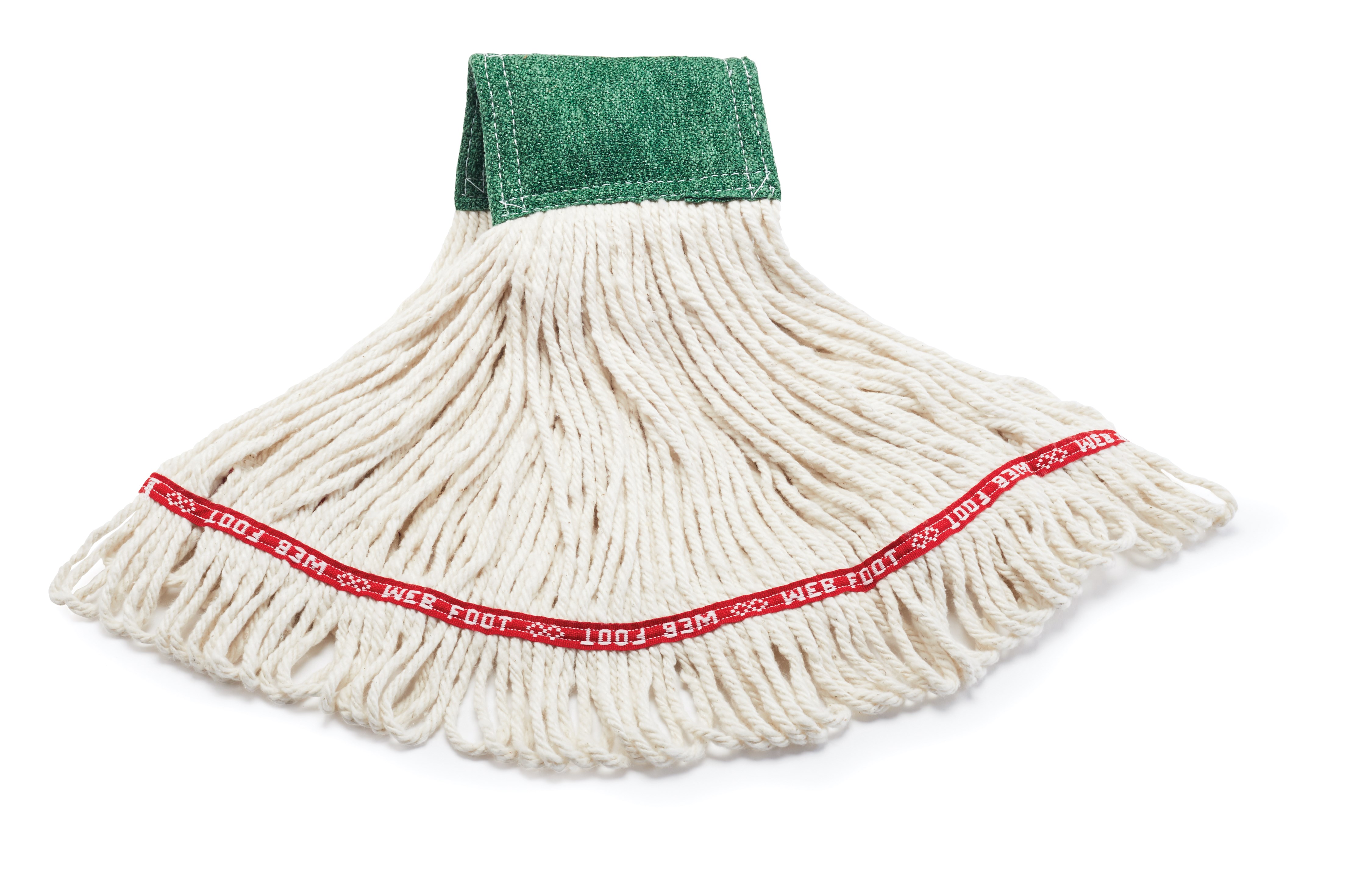 The Rubbermaid Commercial Scrubbing Wet Mop features an integrated scrubbing headband that removes stuck-on messes faster without interrupting the mopping process.