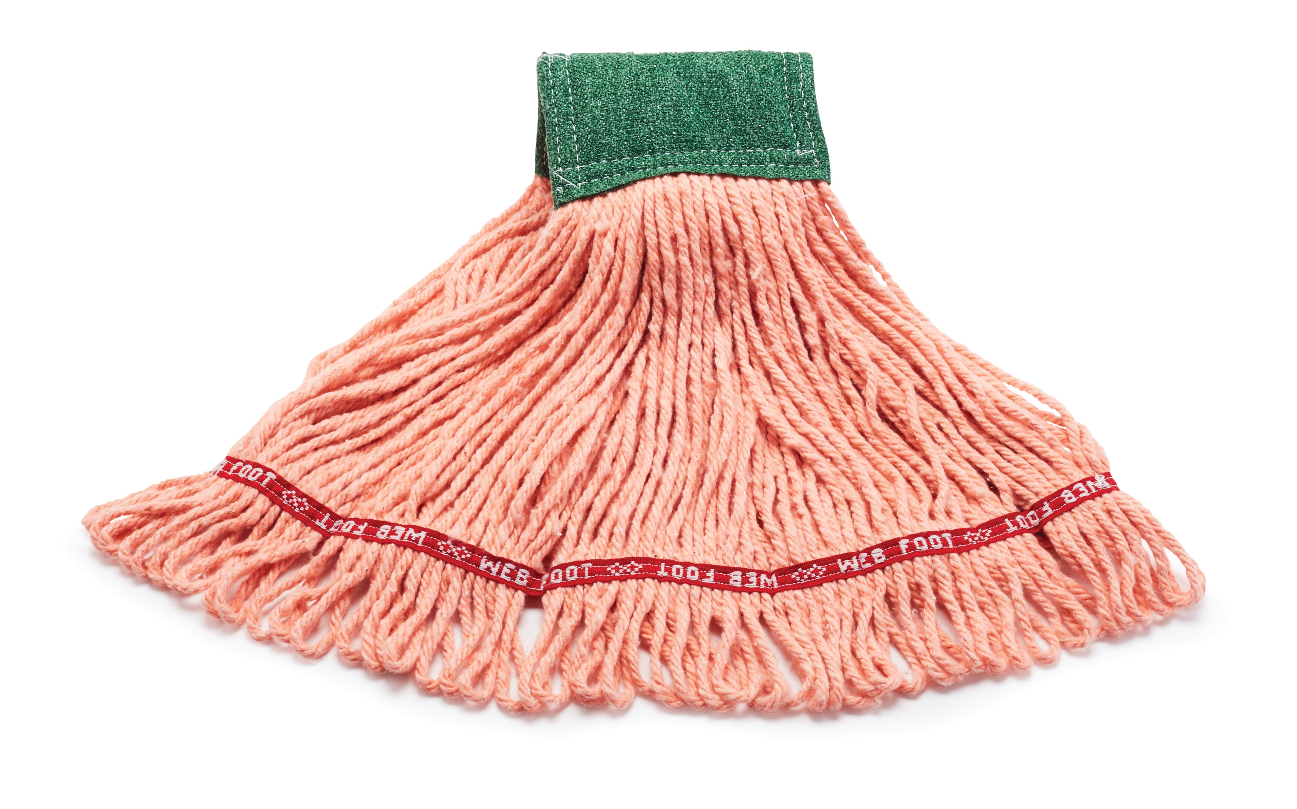 The Rubbermaid Commercial Scrubbing Wet Mop features an integrated scrubbing headband that removes stuck-on messes faster without interrupting the mopping process.