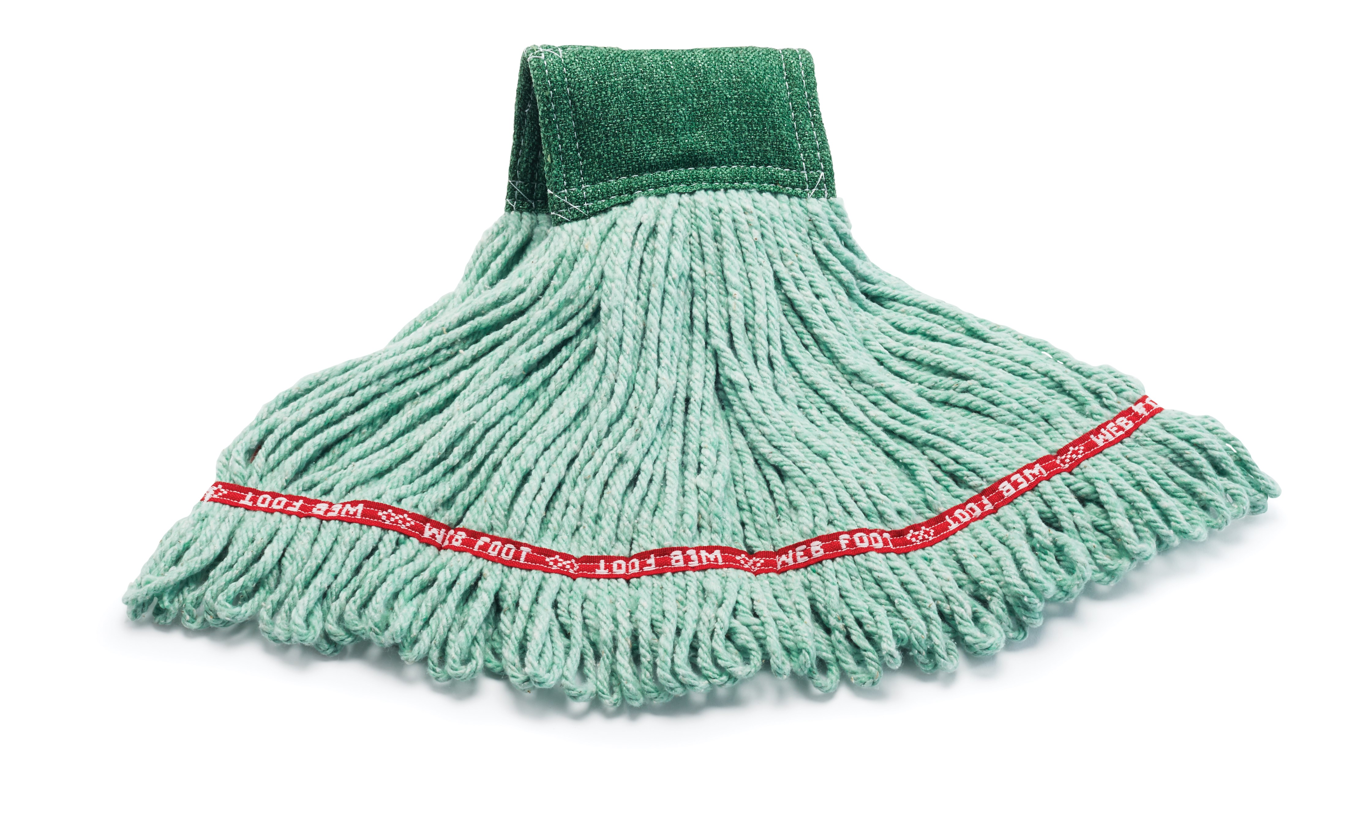 The Rubbermaid Commercial Scrubbing Wet Mop features an integrated scrubbing headband that removes stuck-on messes faster without interrupting the mopping process.