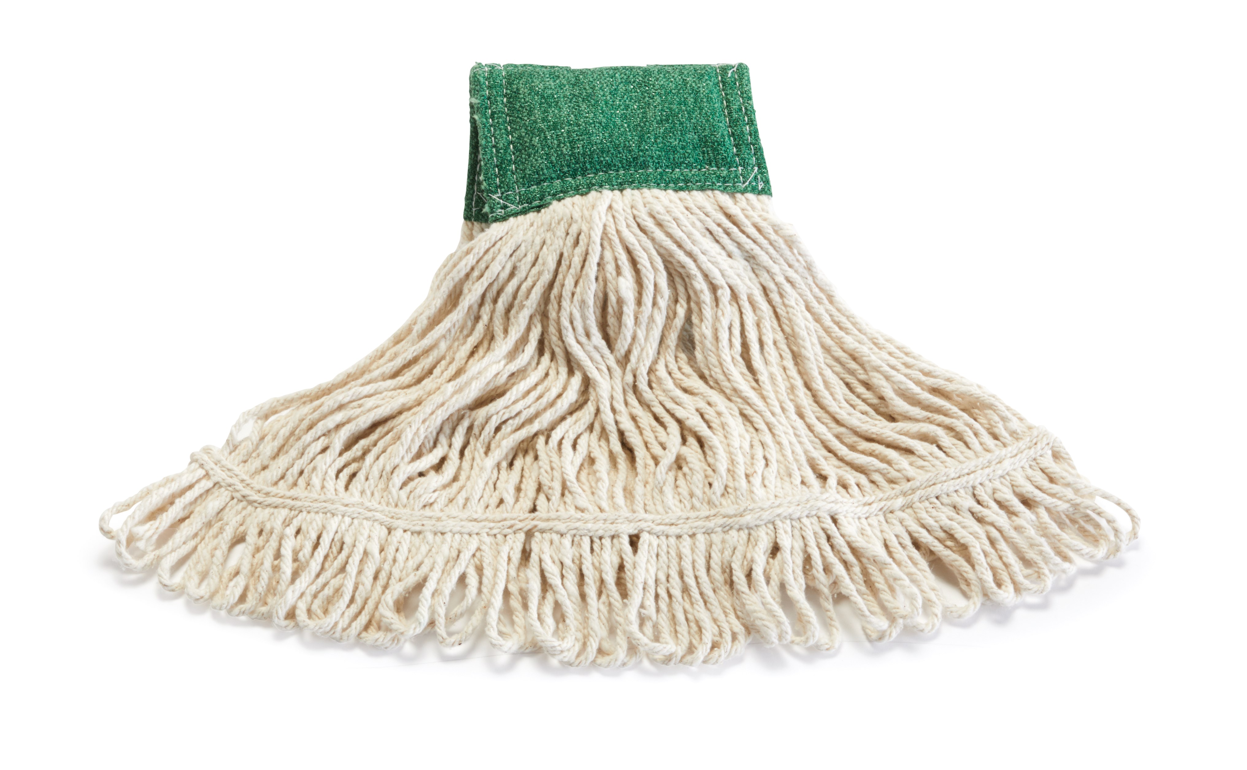 The Rubbermaid Commercial Scrubbing Wet Mop features an integrated scrubbing headband that removes stuck-on messes faster without interrupting the mopping process.