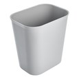The Rubbermaid Commercial Fire-Resistant Wastebasket features a contemporary shape with a UL rating.