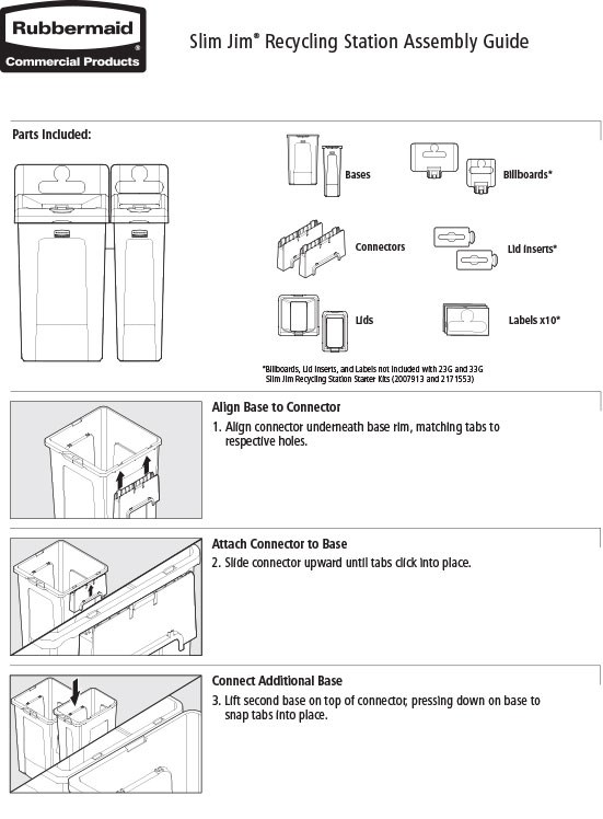 Slim Jim® Recycling Station 23 & 33 Gal Assembly Guide