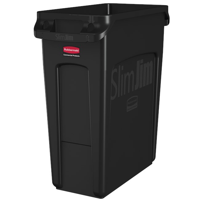The Rubbermaid Commercial Slim Jim® containers with venting channels offer uncompromised performance in constrained spaces.