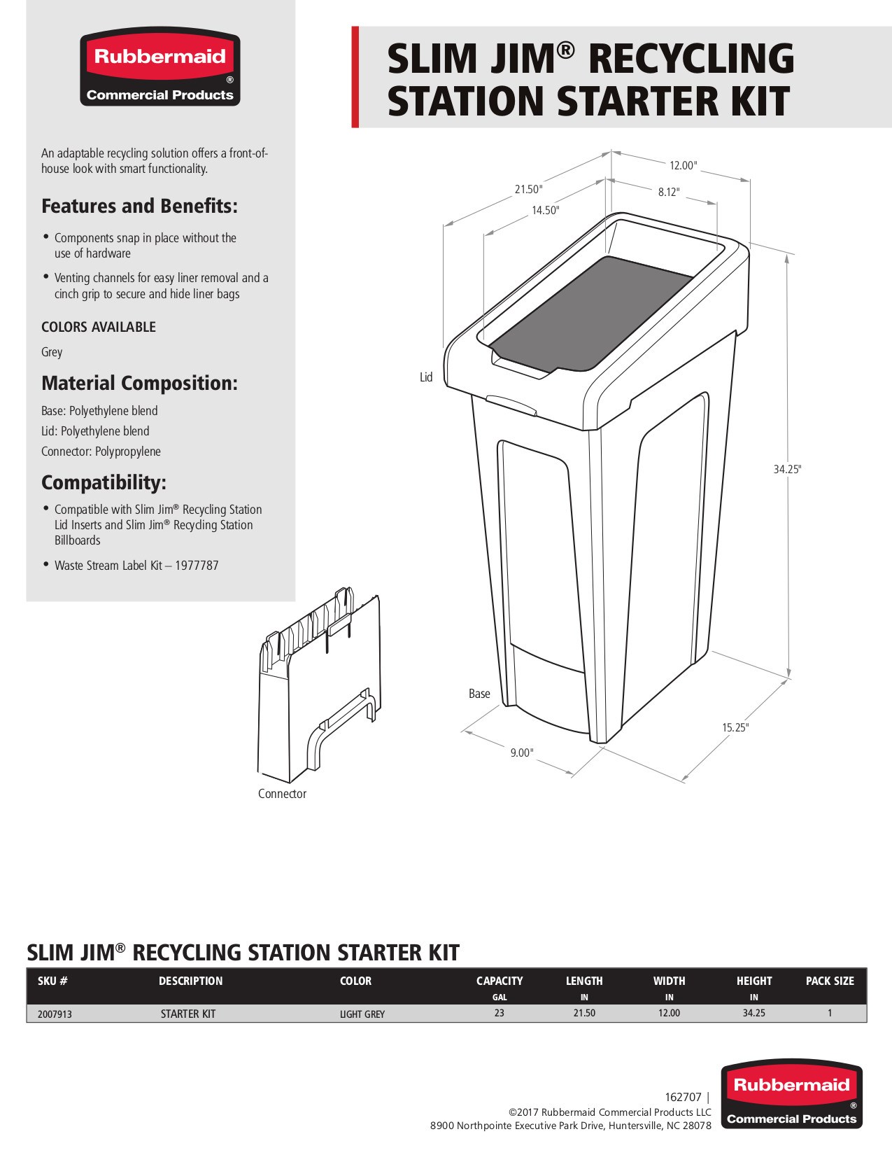 Slim Jim® Recycling Station Spec Sheet