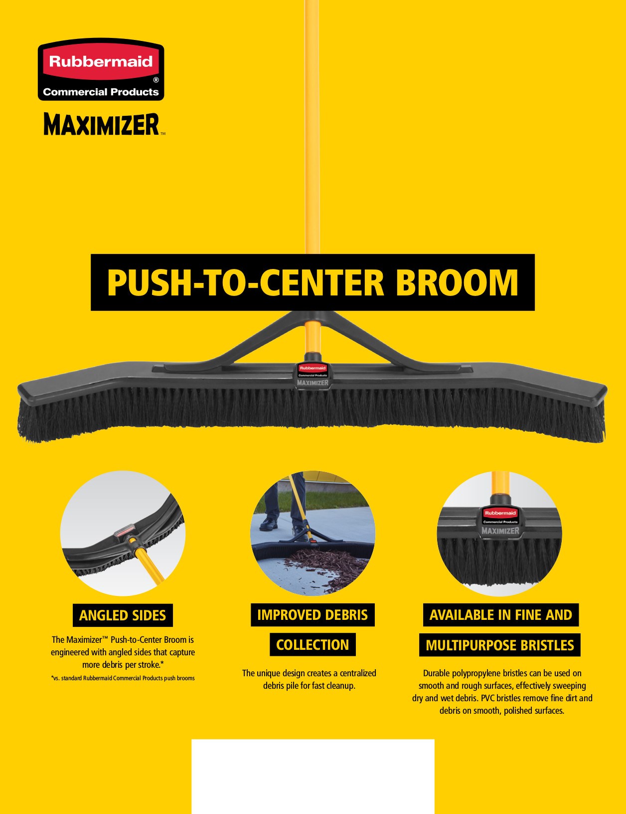 Learn more about the features, benefits, and product offerings from the Maximizer™ Push-To-Center Push Broom line.