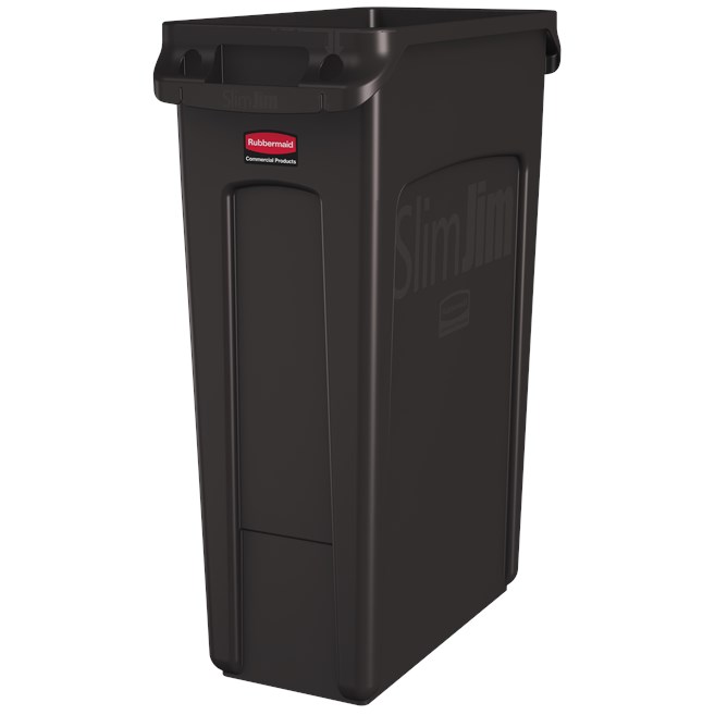The Rubbermaid Commercial Slim Jim® containers with venting channels offer uncompromised performance in constrained spaces.