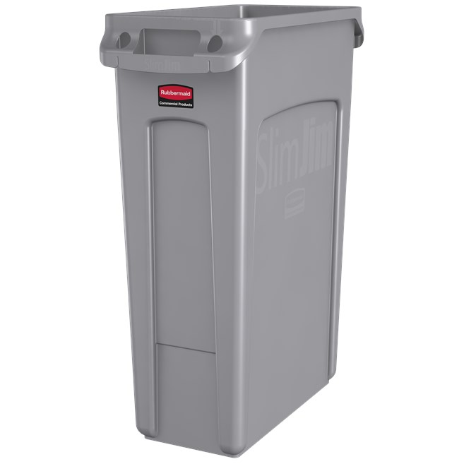 The Rubbermaid Commercial Slim Jim® containers with venting channels offer uncompromised performance in constrained spaces.