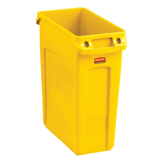 The Rubbermaid Commercial Slim Jim® containers with venting channels offer uncompromised performance in constrained spaces.