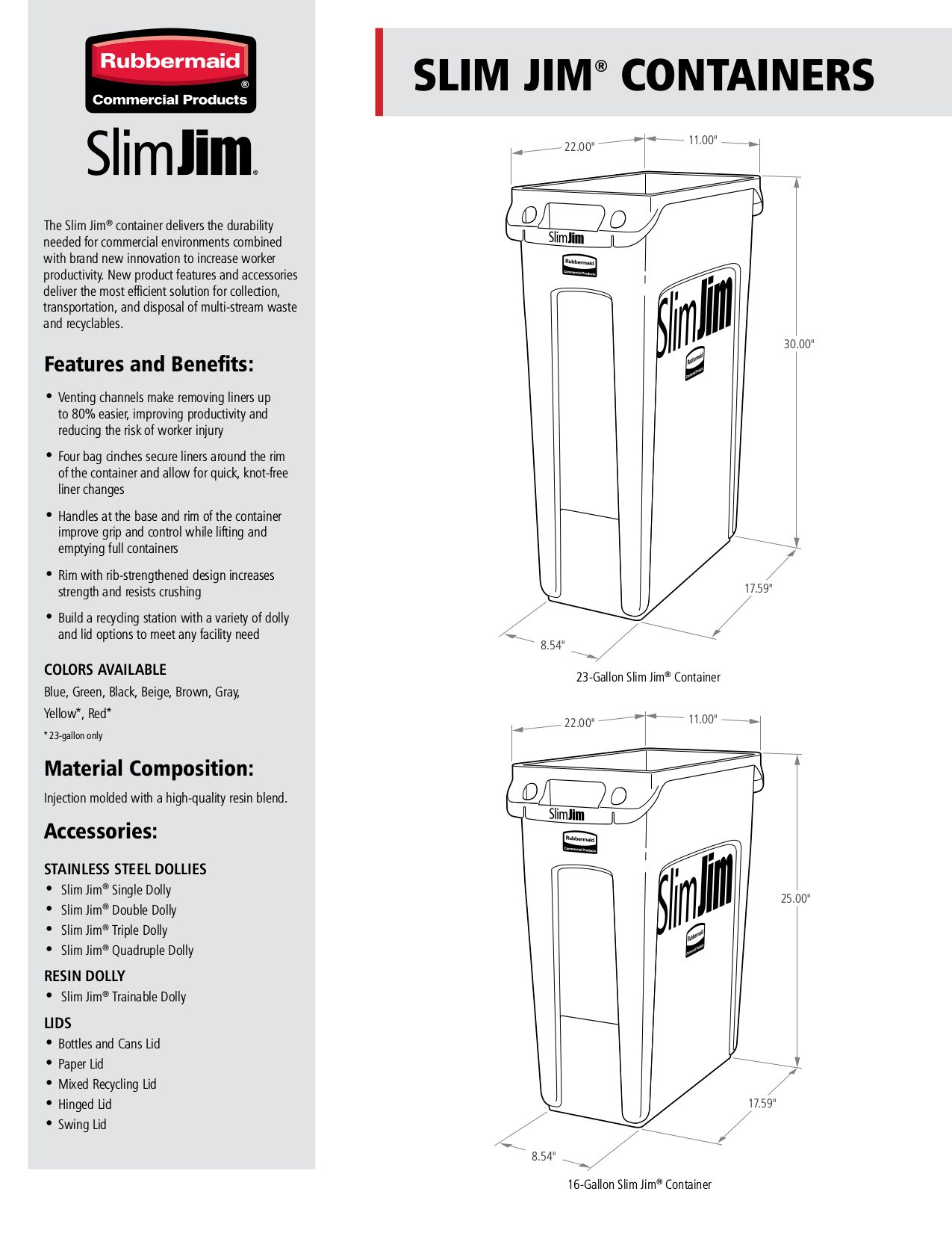 Vented Slim Jim® Spec Sheet