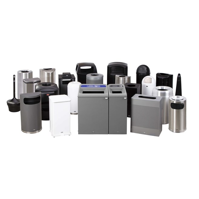 The Dimension Series 12 Gallon FGR12 Decorative Outdoor Waste Container is made from heavy-gauge, fire-safe steel designed to stand up to heavy use and harsh weather conditions while providing years of reliable outdoor service